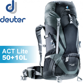 【Deuter 德國 ACT Lite 50 10L 拔熱式透氣背包《黑/灰》】3340315/後背包/登山/健行★滿額送