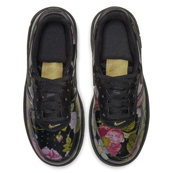 NIKE Force 1 LXX 童鞋 中童 休閒 花卉 黑 彩 【運動世界】AV2855-001