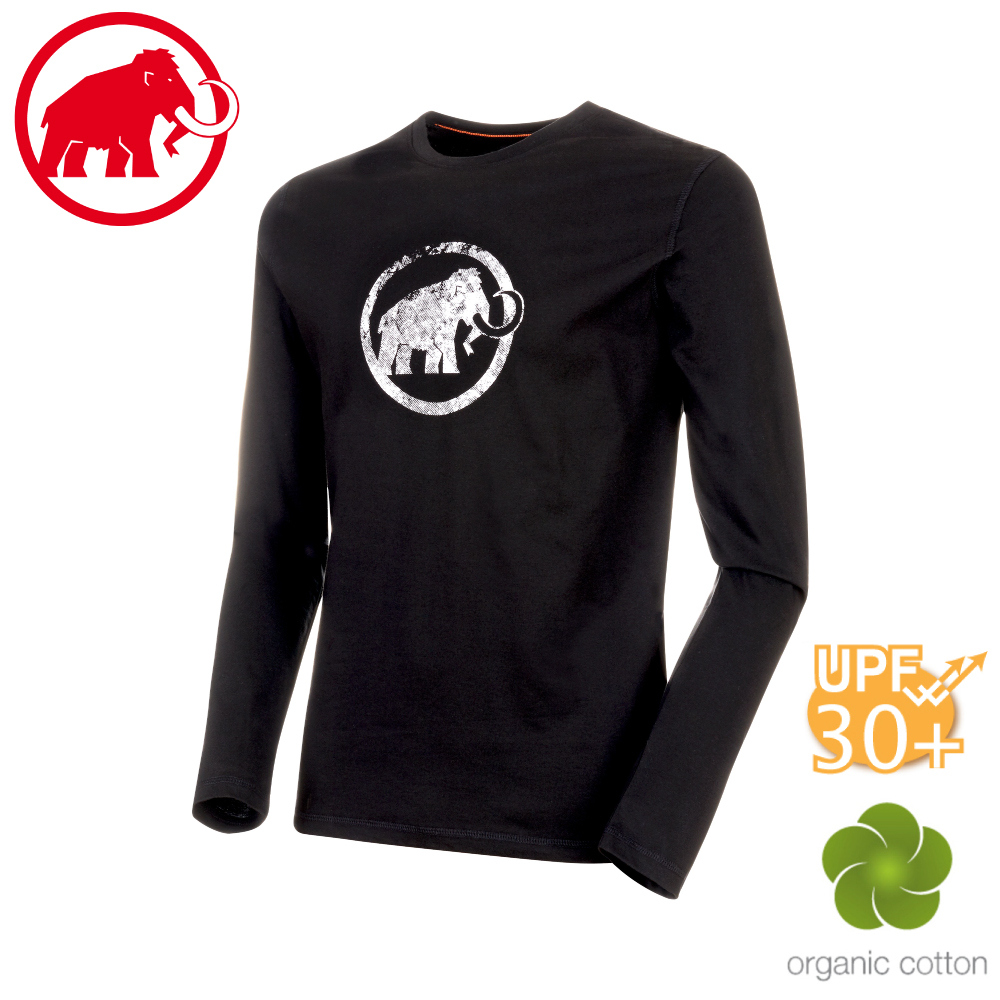 【MAMMUT 男 Logo Longsleeve 純棉長袖T恤《黑》】1016-00530/休閒棉T/透氣/運動衣