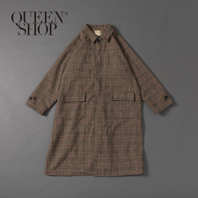 Ｑｕｅｅｎ Ｓｈｏｐ【02040622】復古千鳥格口袋長版大衣 1/2＊現+預＊