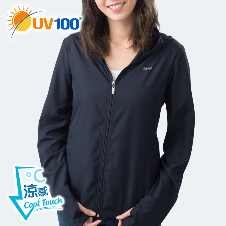 UV100 防曬 抗UV-涼感透氣連帽外套-後背網布