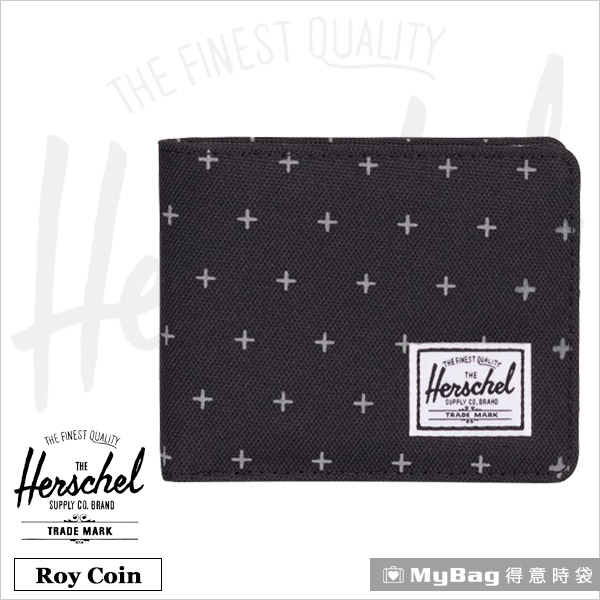 Herschel 皮夾 黑色網格 可放零錢款短夾 Roy PL-1577 得意時袋