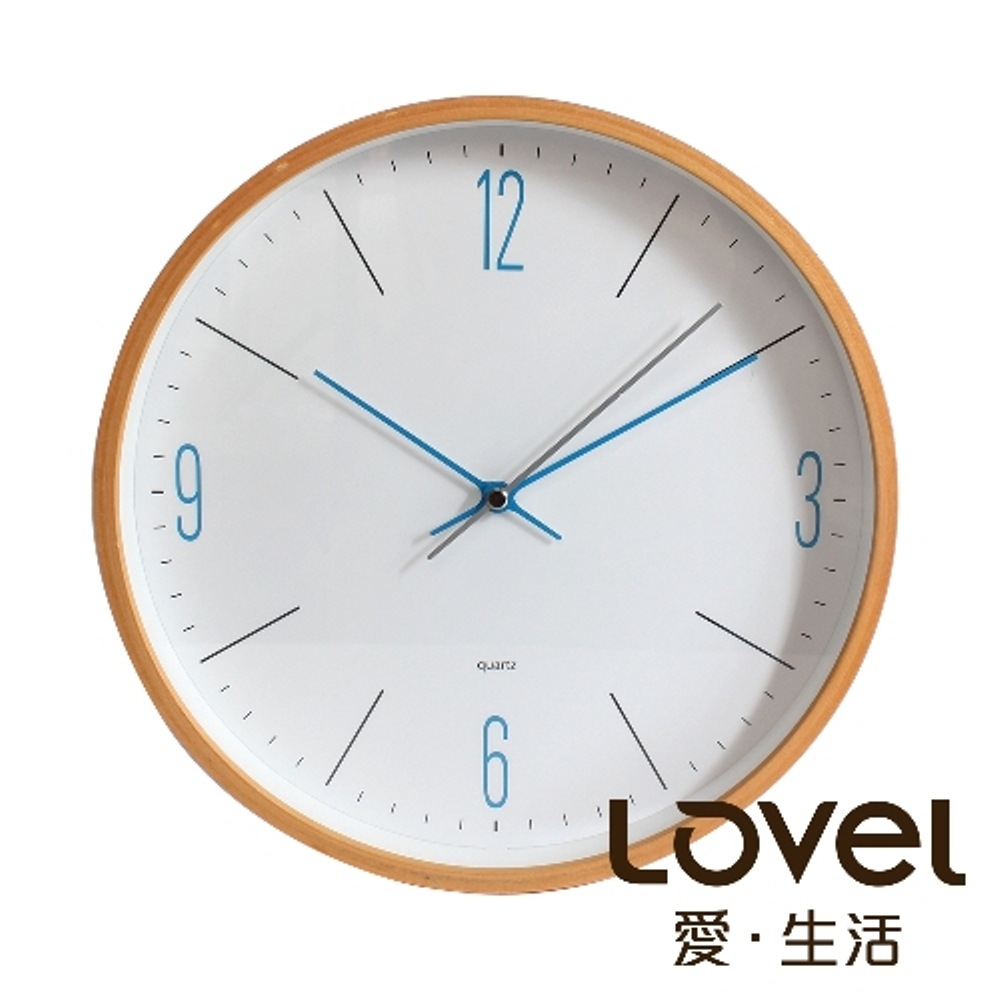 Lovel 25cm日系原木時鐘-寧靜海藍(W722-BL)
