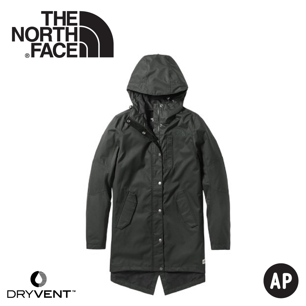 【The North Face 女 長版DryVent防水外套《黑》】3VU4/防水外套/長版外套/休閒外套