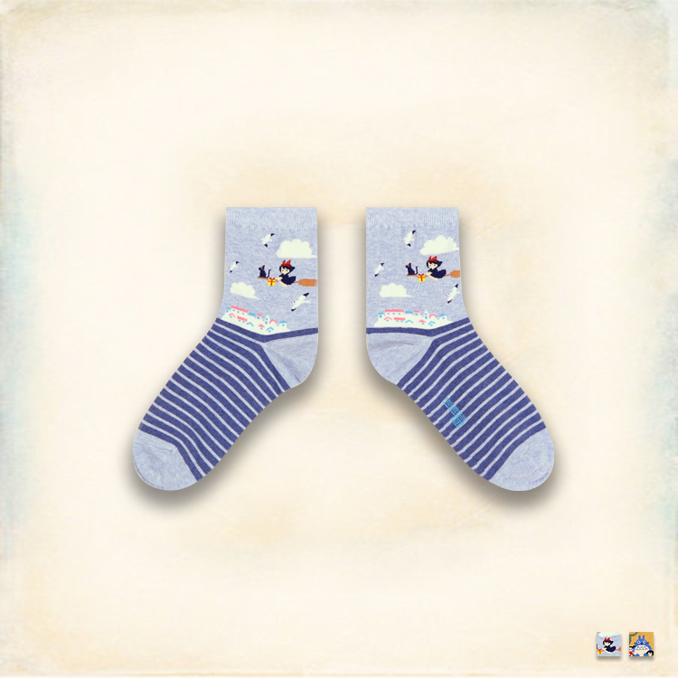 Melek 襪子類 (共2色)【P08161227-0156~57】女短襪卡通條紋款 韓國棉襪/舒適棉襪