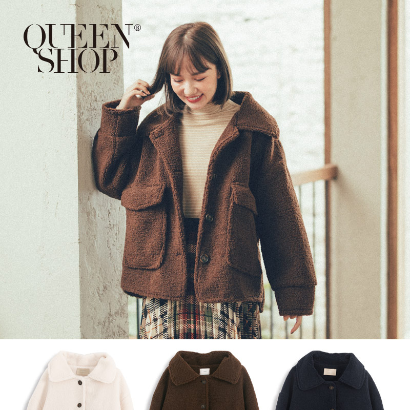 Ｑｕｅｅｎ Ｓｈｏｐ【02071206】雙口袋排釦QQ毛絨外套 三色售＊現+預＊