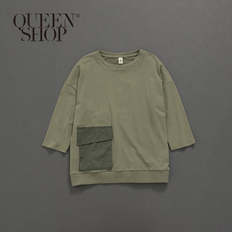 Ｑｕｅｅｎ Ｓｈｏｐ【01120180】親子系列 單邊立體口袋棉麻上衣 1/2/3/4＊現+預＊