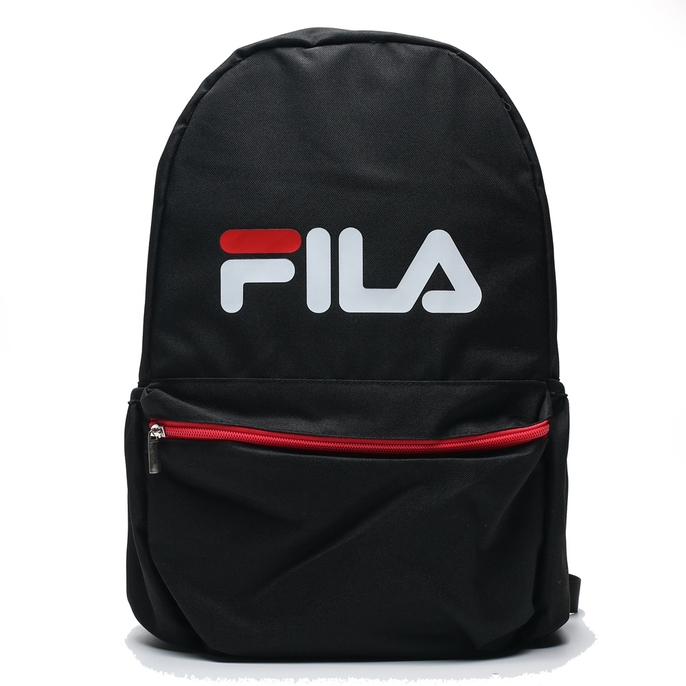 FILA 黑紅 大字LOGO 基本 筆電 大容量 休閒 後背包 男女(布魯克林) BPT9001BK