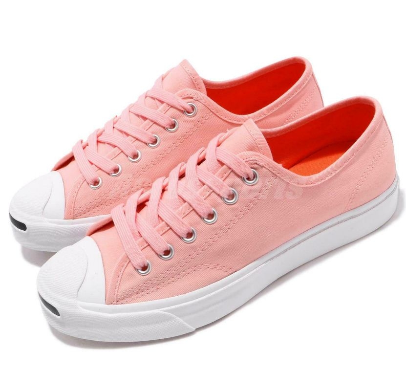 CONVERSE Jack Purcell 女款運動開口笑帆布鞋 櫻花粉 -NO.164108C