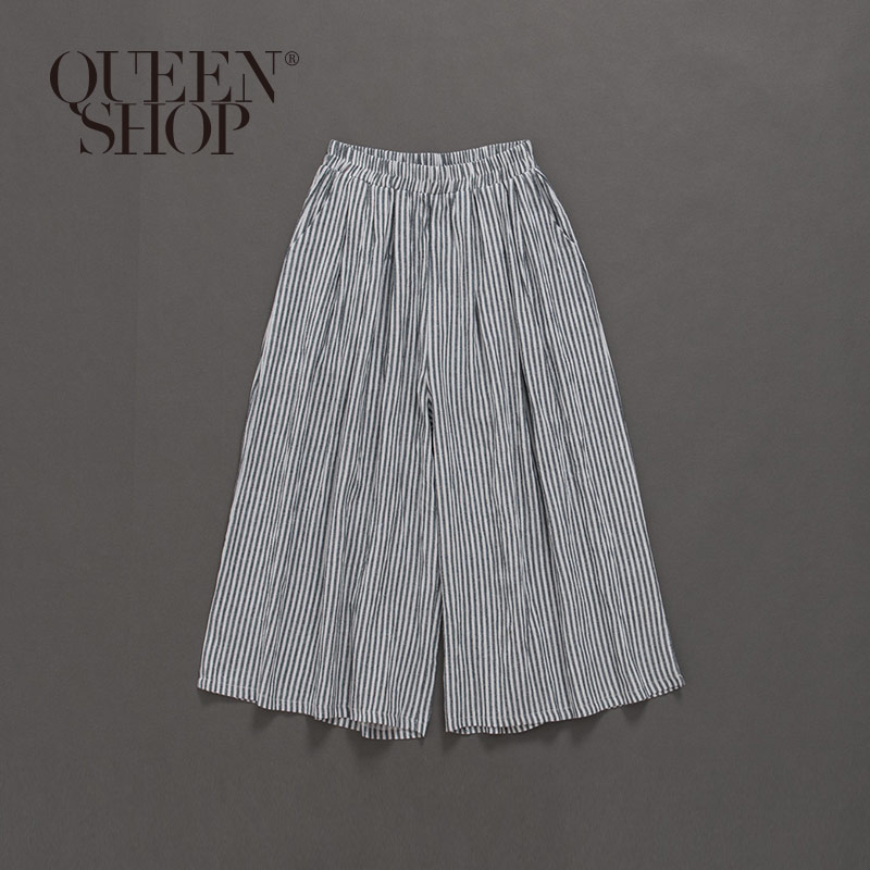 Ｑｕｅｅｎ Ｓｈｏｐ【04060298】女裝 親子系列直條紋鬆緊寬褲裙 S/M＊現+預＊