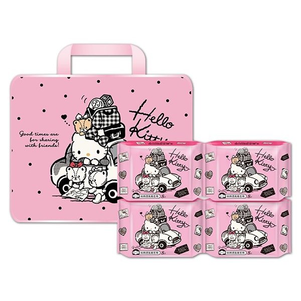 御衣坊 Hello Kitty 衛生棉(4入組)旅行版 附收納袋x1 三麗鷗Sanrio授權【小三美日】