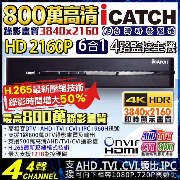 監視器攝影機 KINGNET 聲寶 SAMPO AHD 5MP 4路監視器主機 1440P 數位主機 1080P / 720P / 類比 混合型