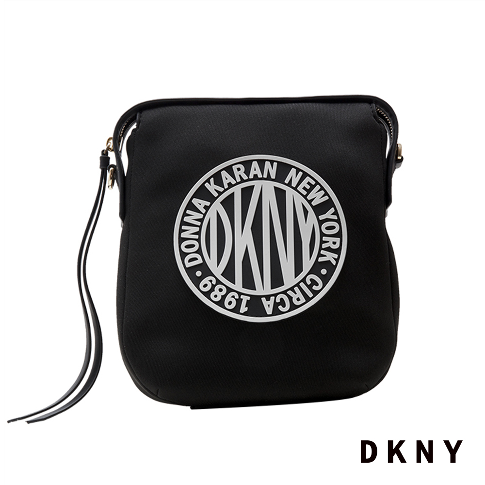 DKNY 女 斜背包 拉鍊 LOGO圖標 黑