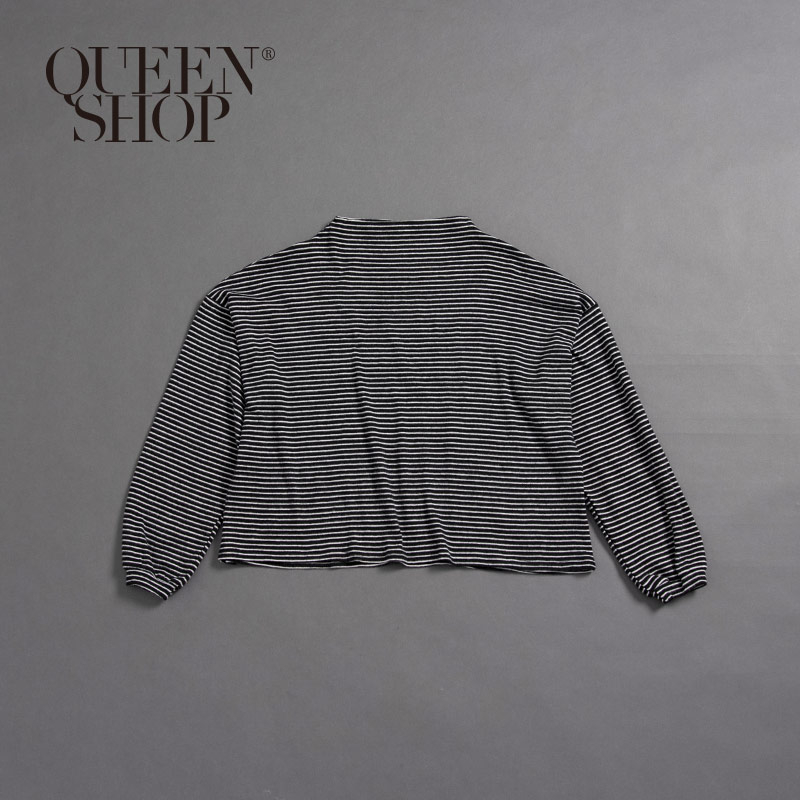 Ｑｕｅｅｎ Ｓｈｏｐ【01038178】女裝 親子系列 企鵝領毛感條紋上衣 兩色售＊現+預＊