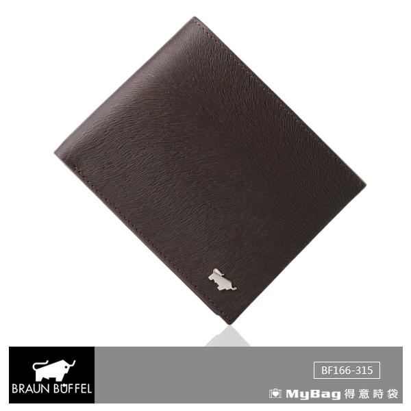 BRAUN BUFFEL 小金牛 皮夾 TIBERIO 提貝里烏斯系列  4卡零錢袋短夾 咖啡 BF166-315-SL  MyBag得意時袋