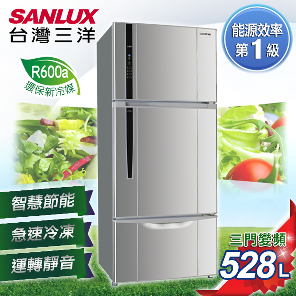 台灣三洋 SANLUX 一級能效 528L三門直流變頻冰箱 SR-C528CV1