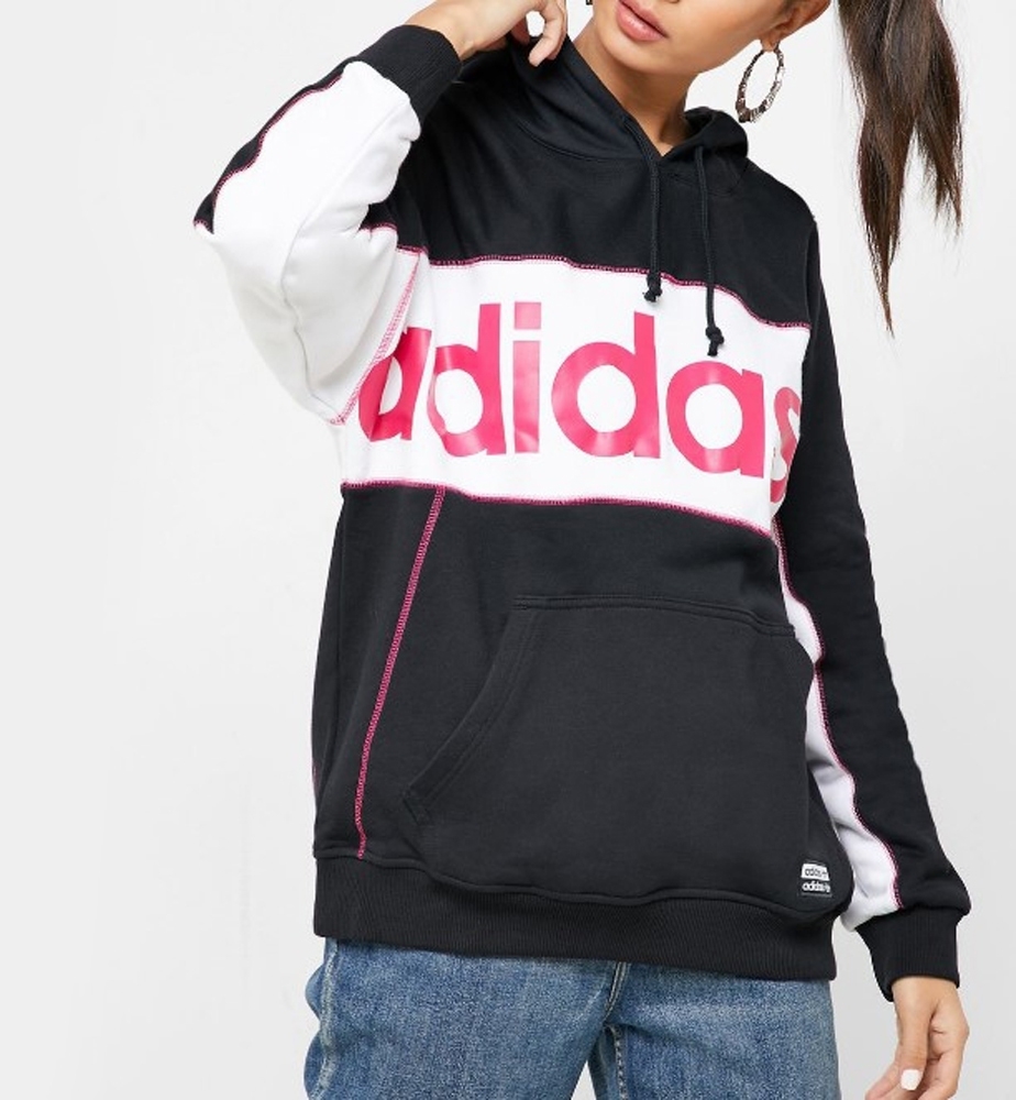 ADIDAS ORIGINALS HOODIE 黑桃 大LOGO 休閒 帽T 女 (布魯克林) FH7564