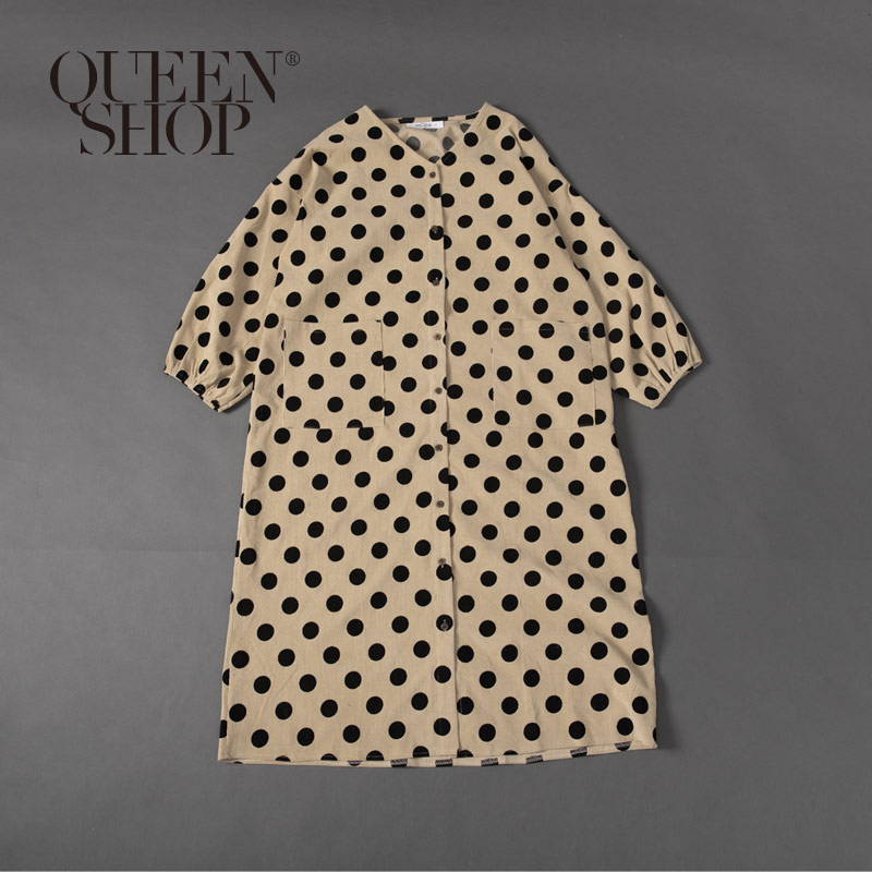 Ｑｕｅｅｎ Ｓｈｏｐ【01084793】女裝 親子系列 波點燈芯絨洋裝 S/M/L＊現+預＊