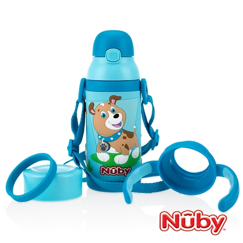 Nuby3D超輕量不鏽鋼真空學習杯-憨憨犬 385ml