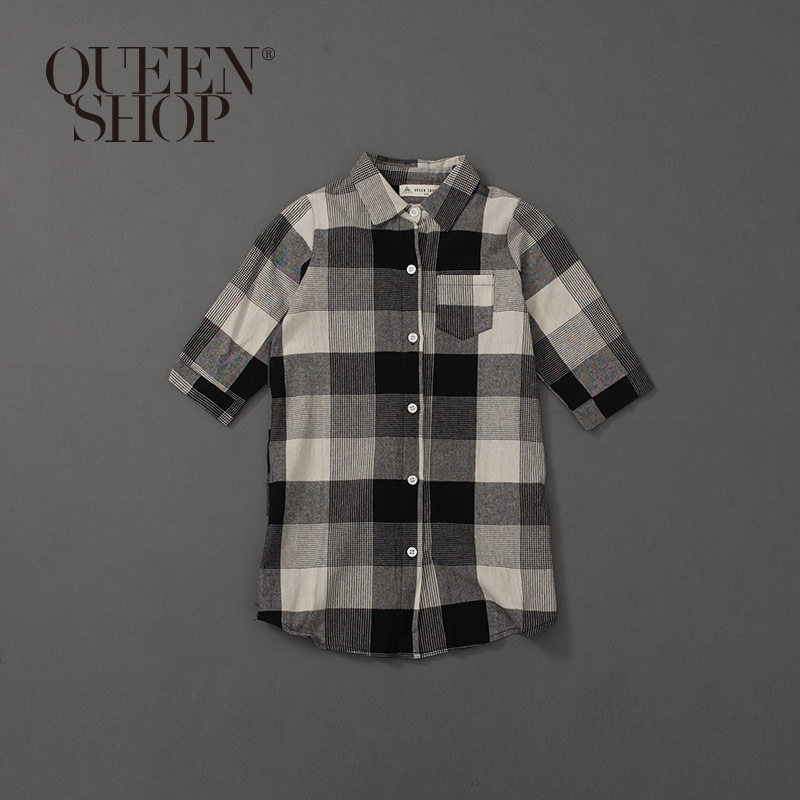 Ｑｕｅｅｎ Ｓｈｏｐ【01084635】童裝 親子系列 格紋長版襯衫 S/M/L/XL＊現+預＊