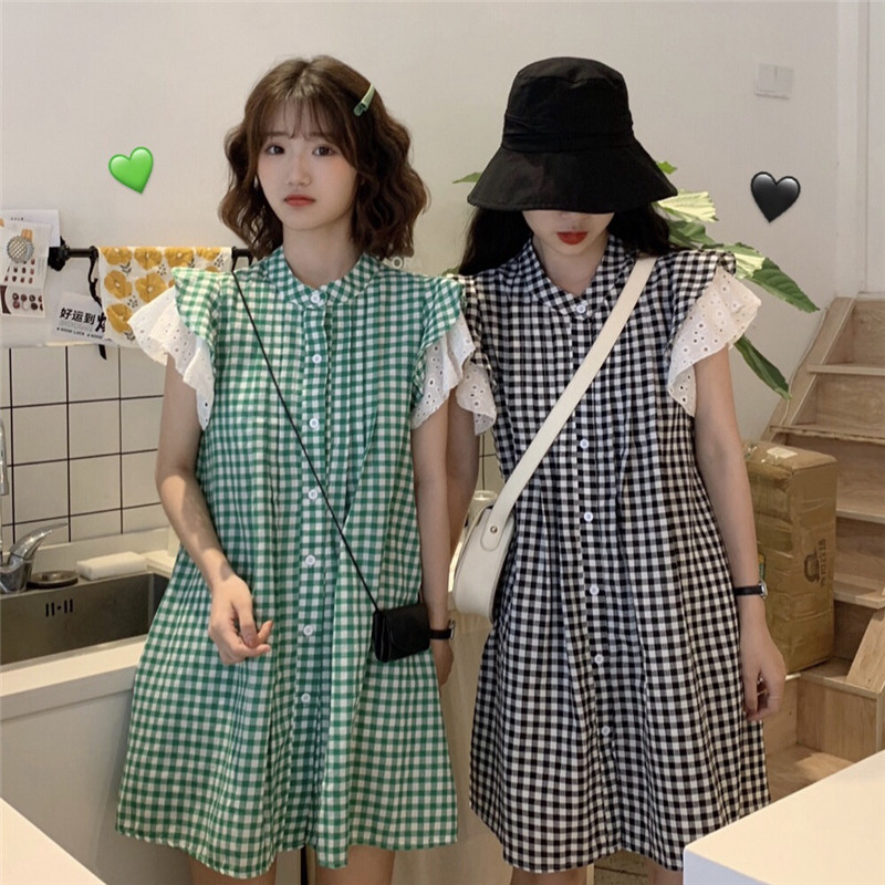 VK旗艦店 韓國風甜美寬鬆氣質娃娃裙短袖洋裝