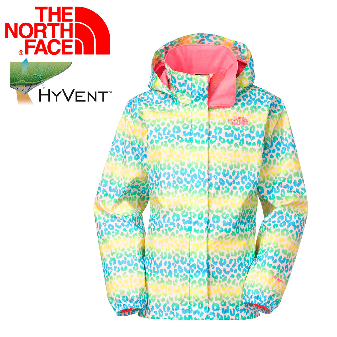 【The North Face 女童 HV防水外套 幸運藍/白】CN32/HyVent/防水/透氣/防風/豹紋/兒童★滿額送