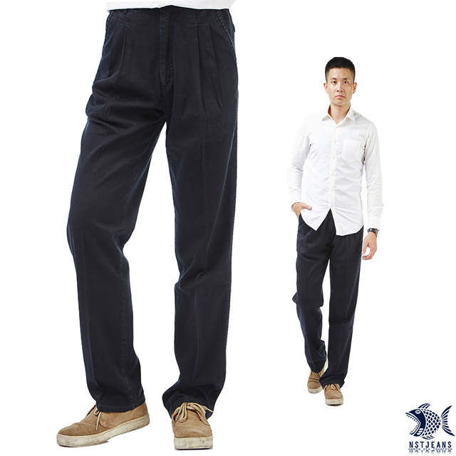 [即將斷貨] NST Jeans 午夜黑藍_柔軟天絲棉 高腰打摺褲(中高腰寬版) 002(8710) 台製 男 紳士