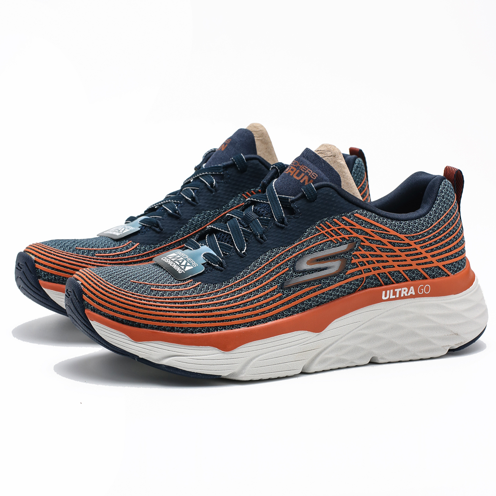 SKECHERS Max Cushioning 丈藍 橘 白 厚底 慢跑 運動鞋 訓練鞋 男(布魯克林) 54430NVOR