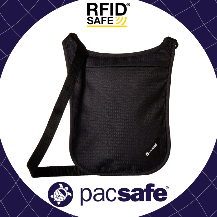 【Pacsafe 澳洲 Coversafe V75 RFID 掛頸包《黑》】10139/掛頸暗袋/RFID防盜護照包/貼身防盜