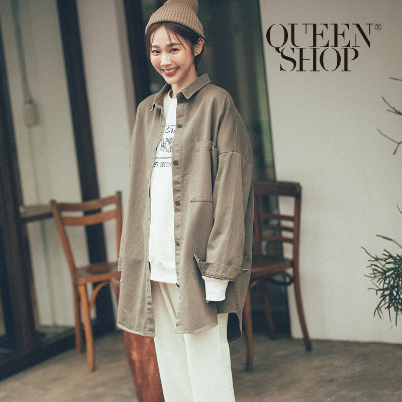 Ｑｕｅｅｎ Ｓｈｏｐ【02071179】斜紋單口袋長版排扣外套 兩色售＊現+預＊