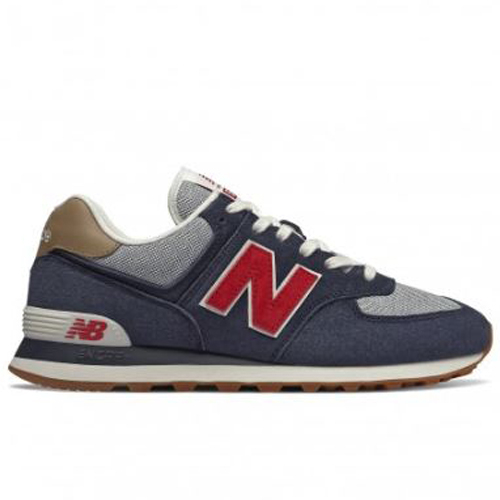 New Balance 男鞋 休閒 574系列 麂皮 經典 復刻 藍 紅【運動世界】ML574PTR