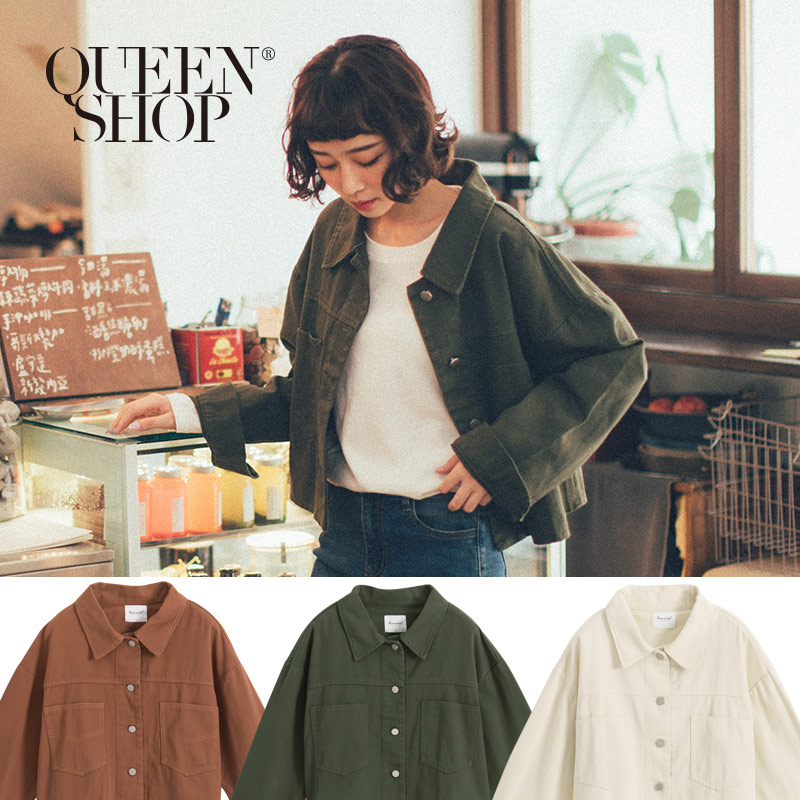 Ｑｕｅｅｎ Ｓｈｏｐ【02071114】短版車線斜紋雙口袋外套 三色售＊現+預＊