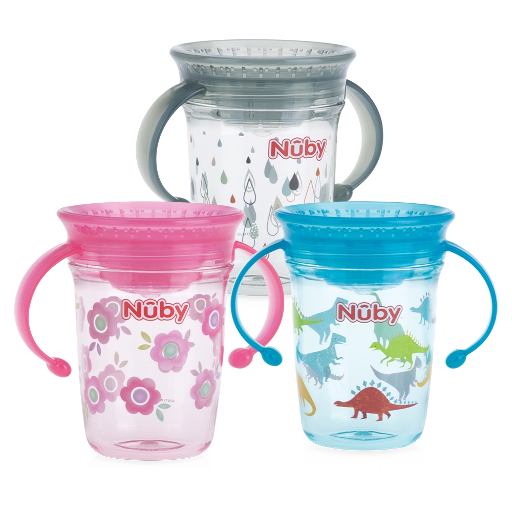 Nuby 晶透360度喝水杯 240ml (款式任選)