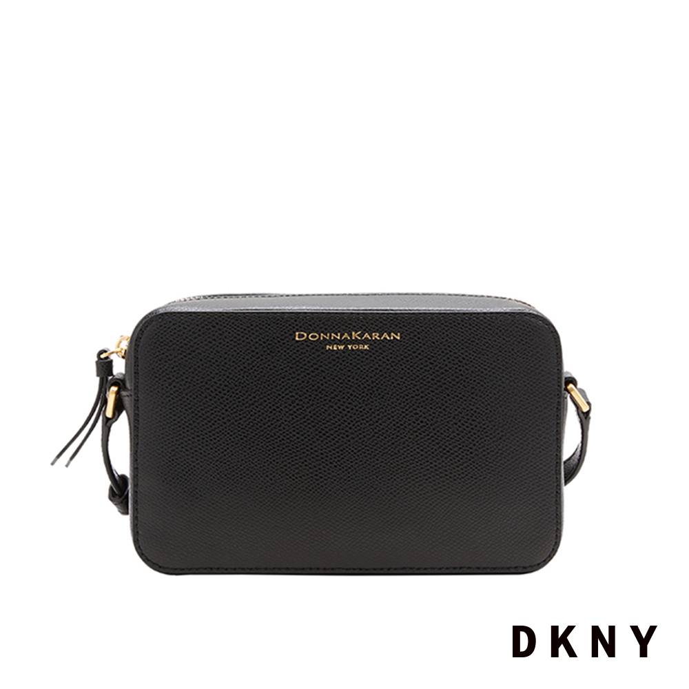 DKNY 女 斜背包 拉鍊 簡約LOGO 黑