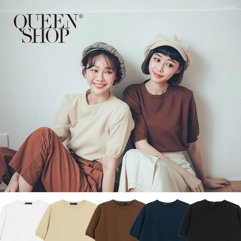 Ｑｕｅｅｎ Ｓｈｏｐ【01012299】羅紋素面針織上衣 五色售＊現+預＊