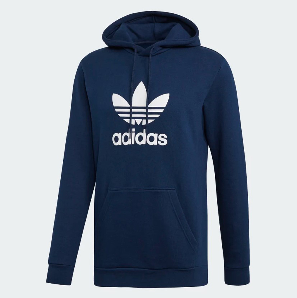 ADIDAS ORIGINALS HOODIE 深藍 白LOGO 基本款 長袖 帽T 男 (布魯克林) EJ9682