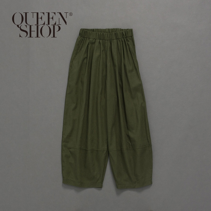 Ｑｕｅｅｎ Ｓｈｏｐ【04080122】親子系列 素面剪接鬆緊寬褲 兩色售 1/2＊現+預＊