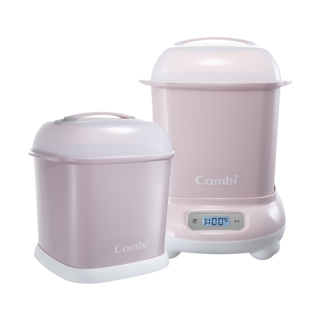 Combi康貝 - PRO 高效消毒烘乾鍋(消毒鍋)+專用奶瓶保管箱 優雅粉