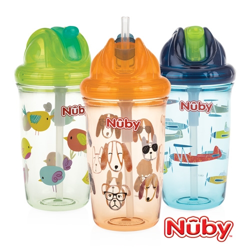 Nuby 晶透學飲杯 細吸管 300ml (款式任選)