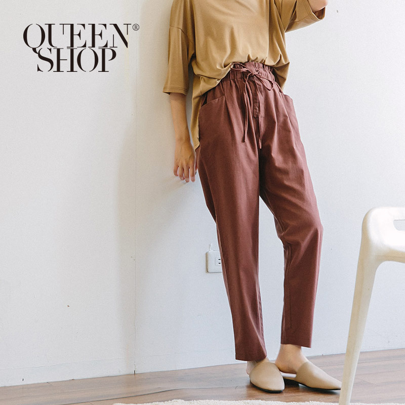 Ｑｕｅｅｎ Ｓｈｏｐ【04101376】雙口袋造型抽繩長褲 兩色售 S/M＊現+預＊