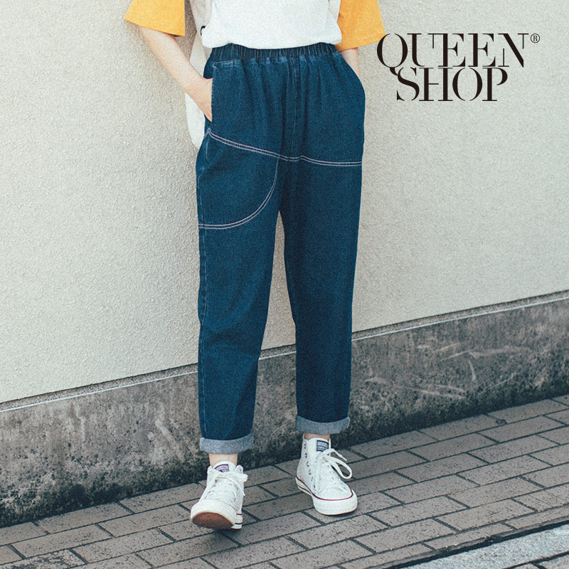 Ｑｕｅｅｎ Ｓｈｏｐ【04011350】撞色壓線牛仔褲 S/M＊現+預＊