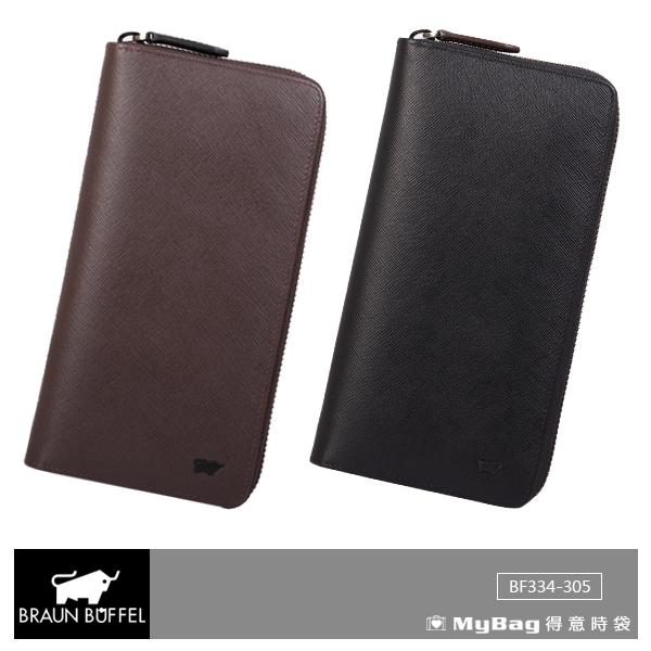 BRAUN BUFFEL 小金牛皮夾 洛菲諾P系列 22卡拉鍊長夾 撞色 BF334-305 得意時袋 任選