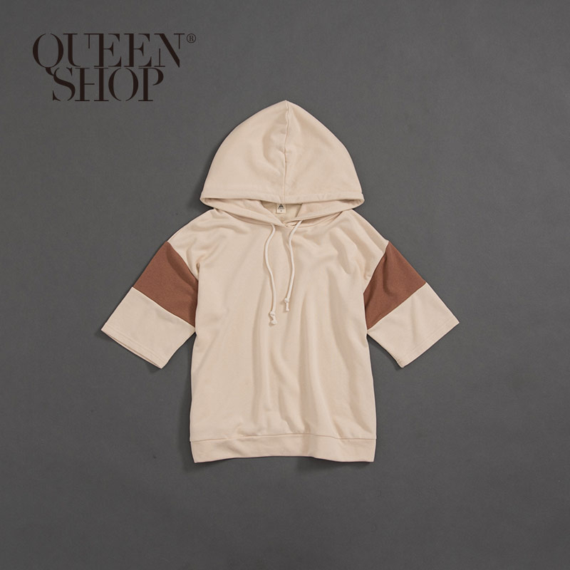 Ｑｕｅｅｎ Ｓｈｏｐ【01110382】拼接配色設計連帽上衣 1/2＊現+預＊