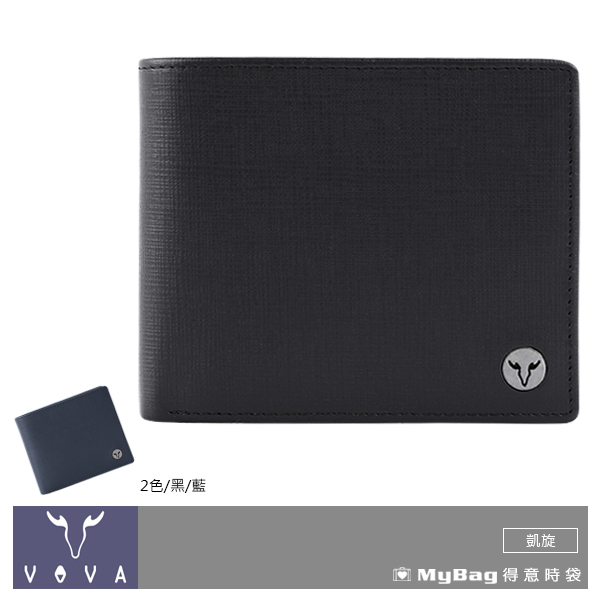 VOVA 沃汎 皮夾  摩登黑  凱旋II系列4卡零錢袋IV紋短夾 VA116W007BK 得意時袋