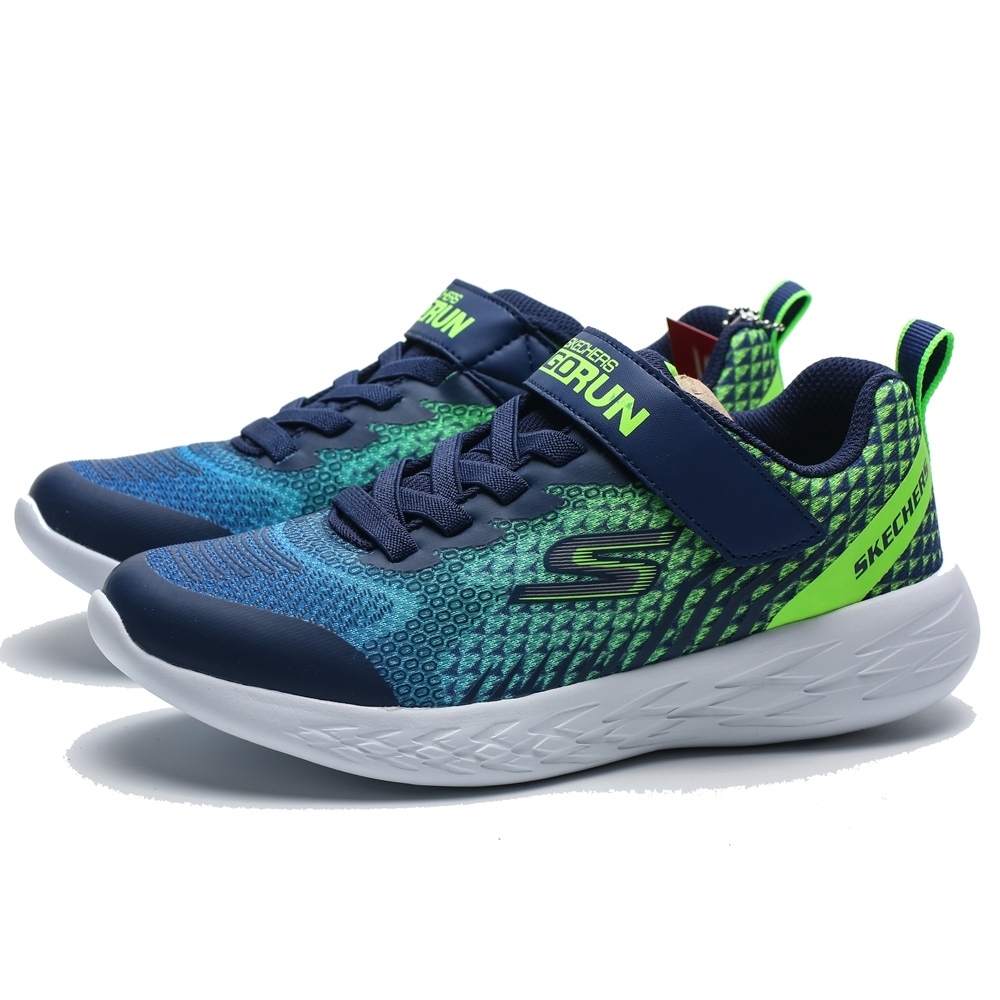 SKECHERS GO RUN 藍綠 白底 休閒鞋 中童 (布魯克林) 97858LNVLM