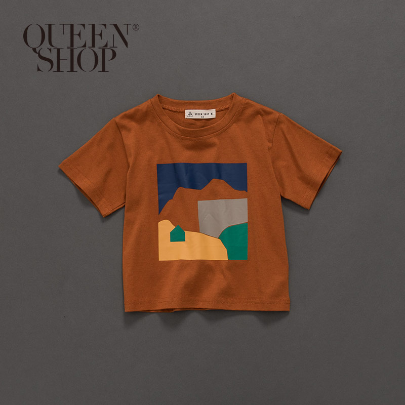 Ｑｕｅｅｎ Ｓｈｏｐ【01037672】童裝 親子系列色彩幾何印花短T S/M/L＊現+預＊