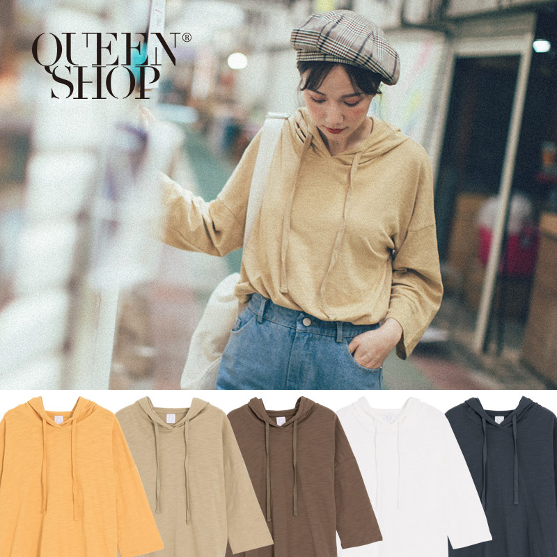 Ｑｕｅｅｎ Ｓｈｏｐ【01038042】竹節紋連帽純色上衣 五色售＊現+預＊