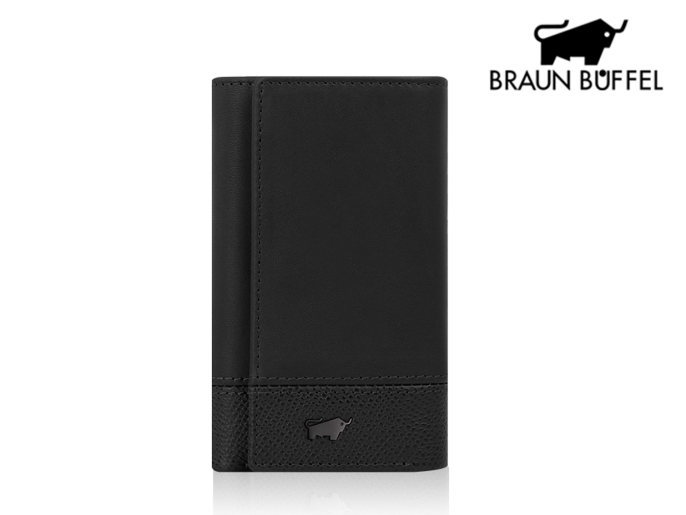 【全新正品】BRAUN BUFFEL 德國小金牛 黑色可放鈔票鑰匙包【寧寧小舖/台中30年老店】BF322-105-1