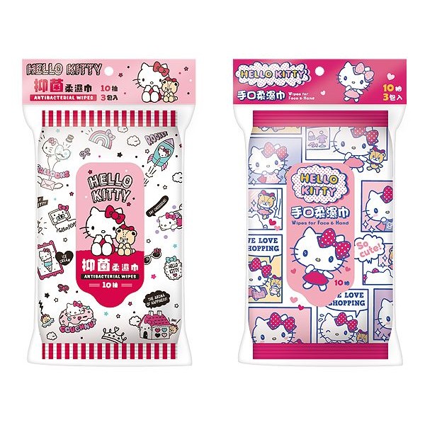 Hello Kitty 抑菌柔濕巾／手口柔濕巾(10抽x3包) 款式可選【小三美日】