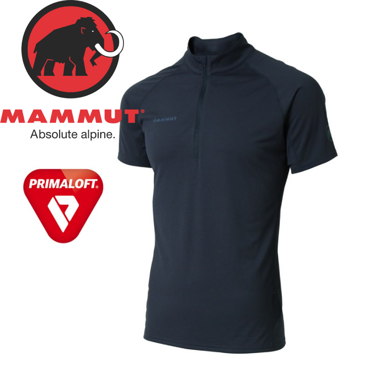 【MAMMUT Performance Dry Zip T-Shirt 男《海洋藍》】1017-00440-5118/長毛象/Primaloft/半開襟排汗衣★